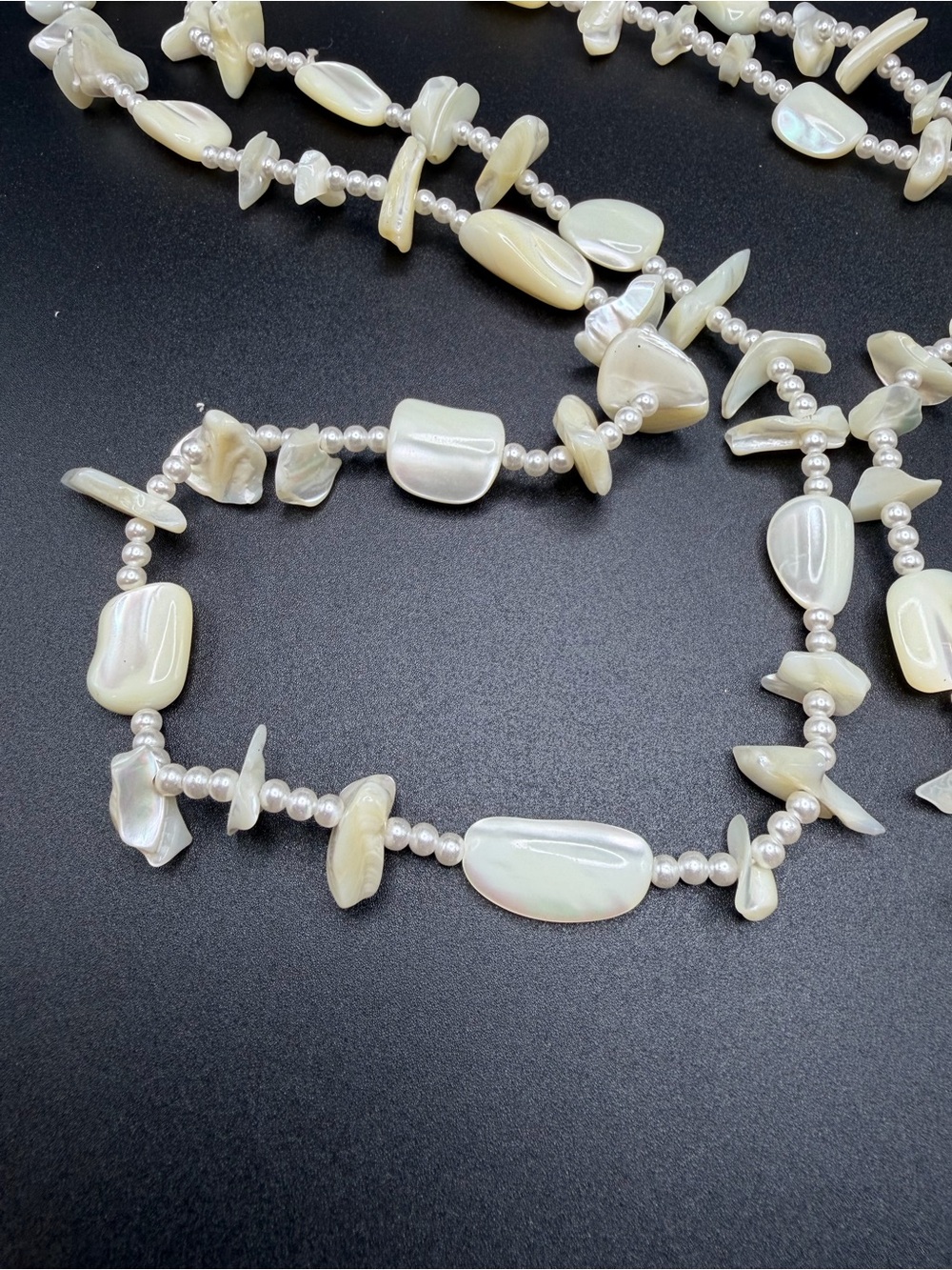 Mother of Pearl Beaded Necklace 48” #C310 MOP shells gorgeous! - Picture 8 of 9